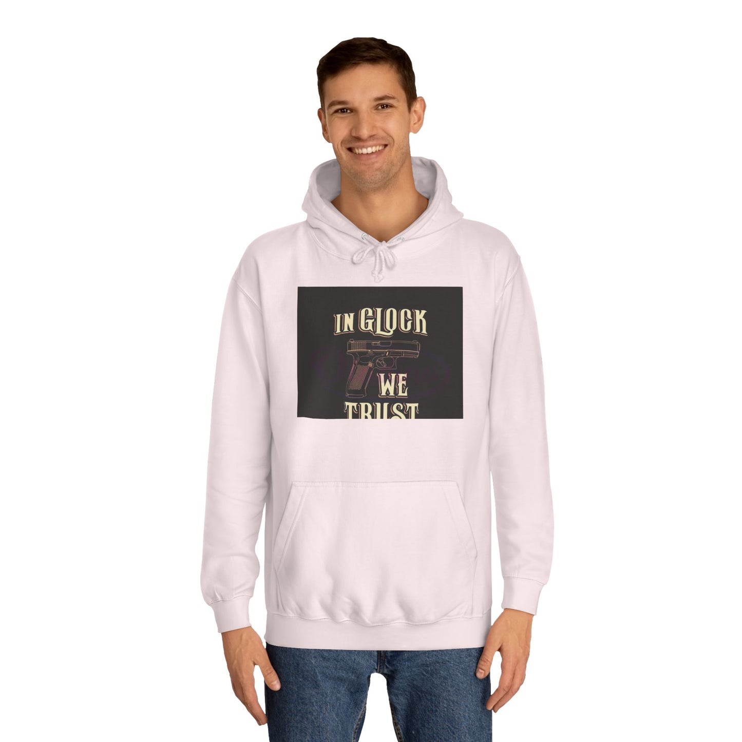 Gun Enthusiast Hoodie - In Glock We Trust | Unisex Sweatshirt for College Students, Gun Lovers, Casual Wear, Gift Idea