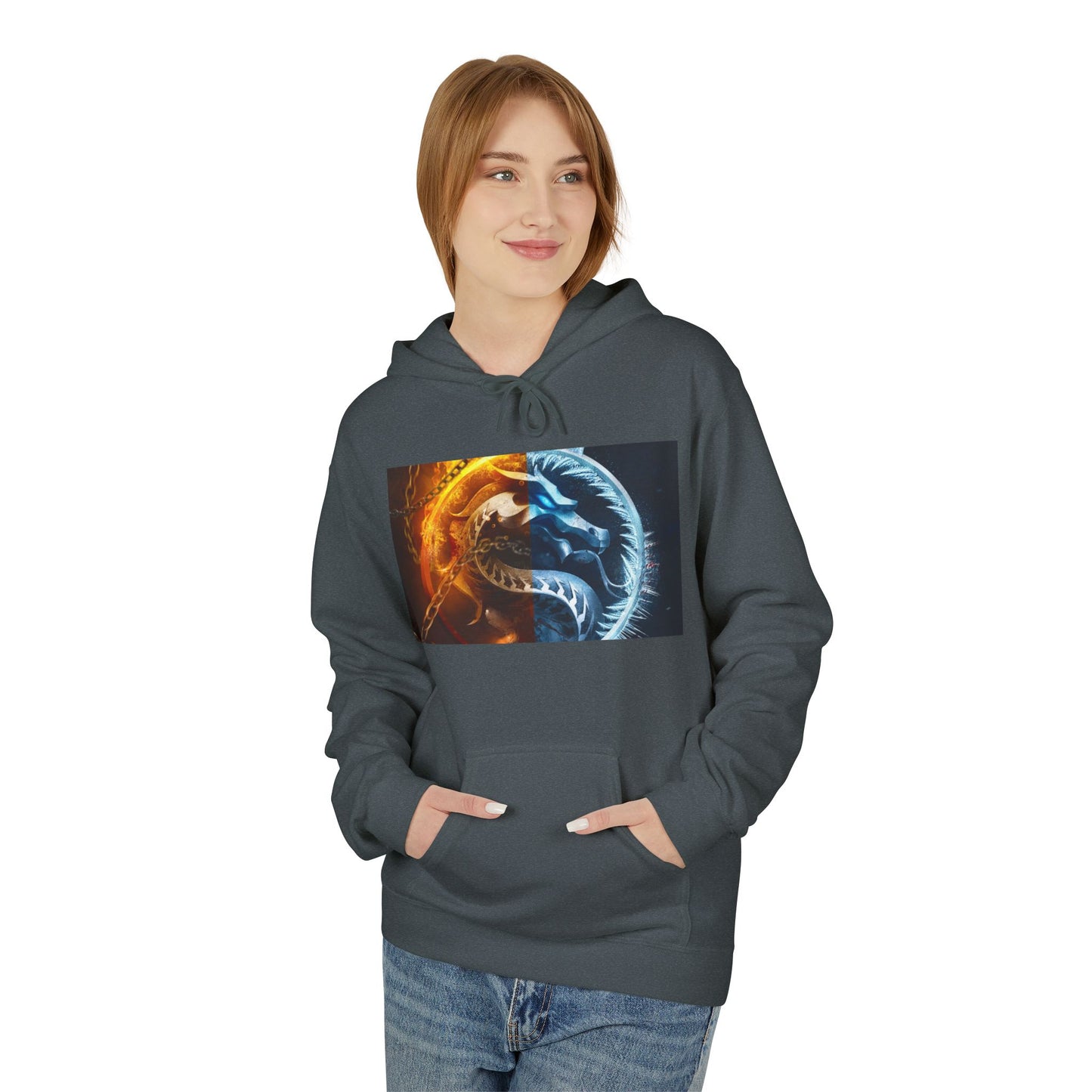 Fire and Ice Hoodie, Unisex Graphic Pullover, Cozy Hoodie Gift, Nature Lover Apparel, Casual Style, Unique Hoodie Design