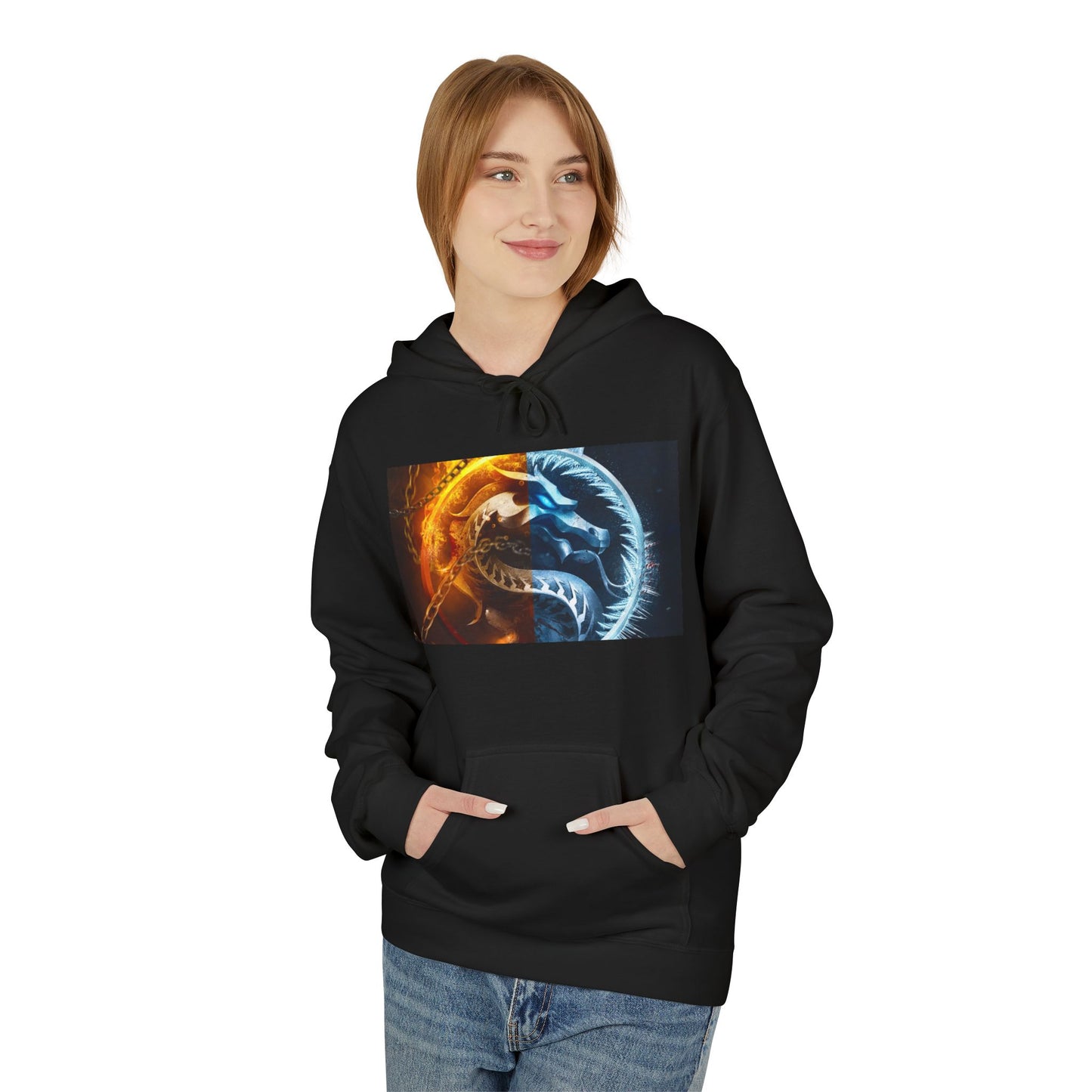 Fire and Ice Hoodie, Unisex Graphic Pullover, Cozy Hoodie Gift, Nature Lover Apparel, Casual Style, Unique Hoodie Design