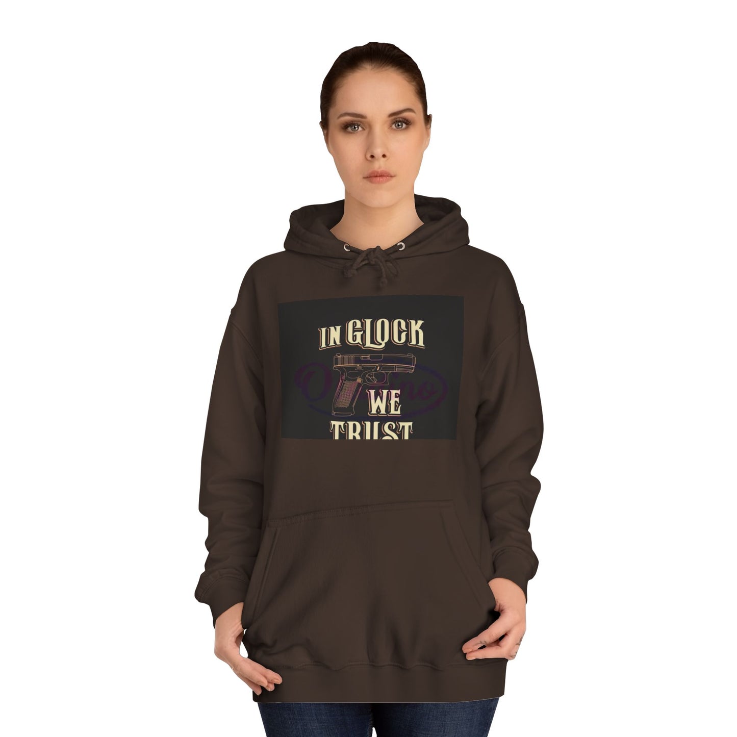 Gun Enthusiast Hoodie - In Glock We Trust | Unisex Sweatshirt for College Students, Gun Lovers, Casual Wear, Gift Idea