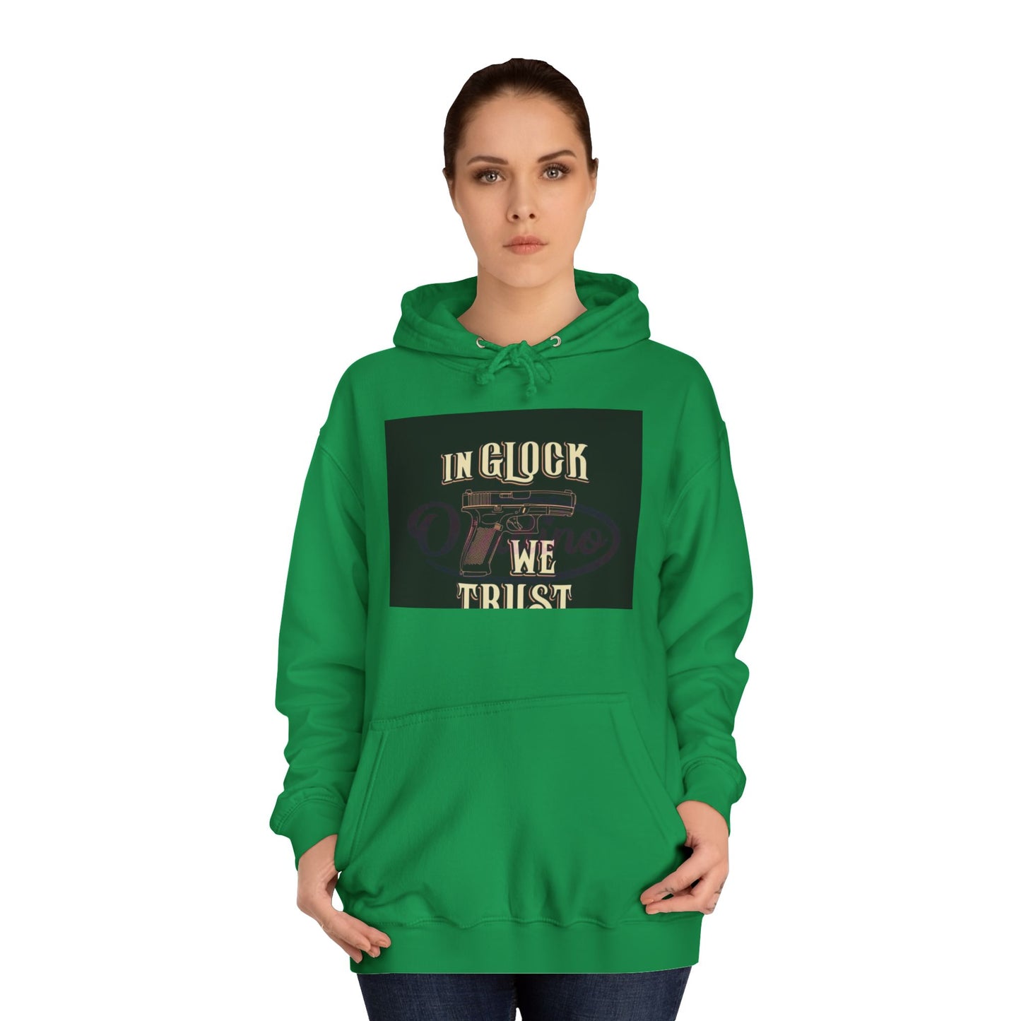 Gun Enthusiast Hoodie - In Glock We Trust | Unisex Sweatshirt for College Students, Gun Lovers, Casual Wear, Gift Idea