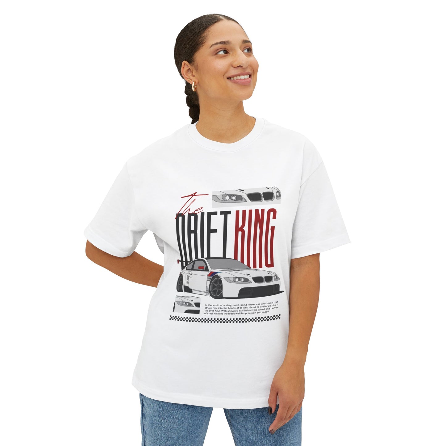 Drift King Graphic Oversized Tee, Casual Streetwear, Car Enthusiast Gift, Summer Outfit