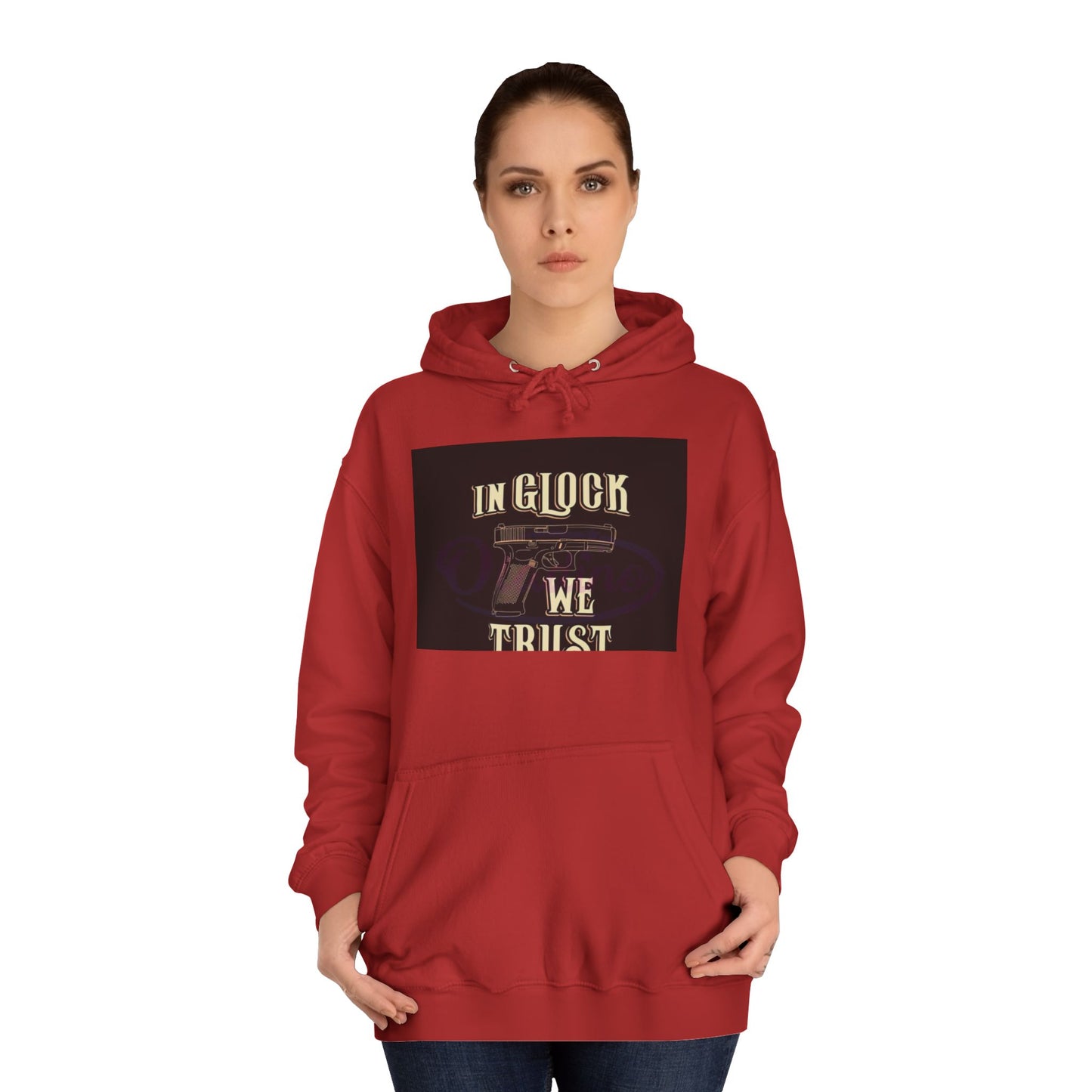 Gun Enthusiast Hoodie - In Glock We Trust | Unisex Sweatshirt for College Students, Gun Lovers, Casual Wear, Gift Idea
