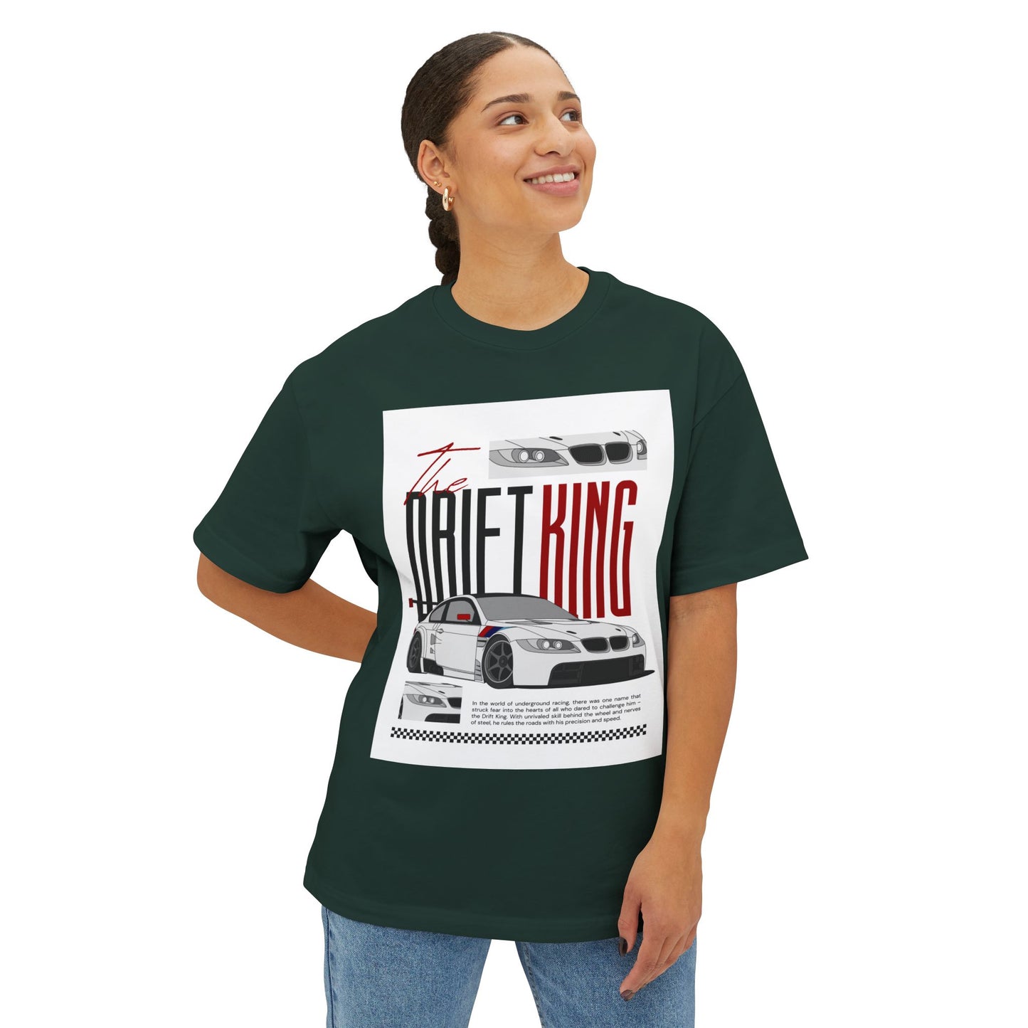Drift King Graphic Oversized Tee, Casual Streetwear, Car Enthusiast Gift, Summer Outfit