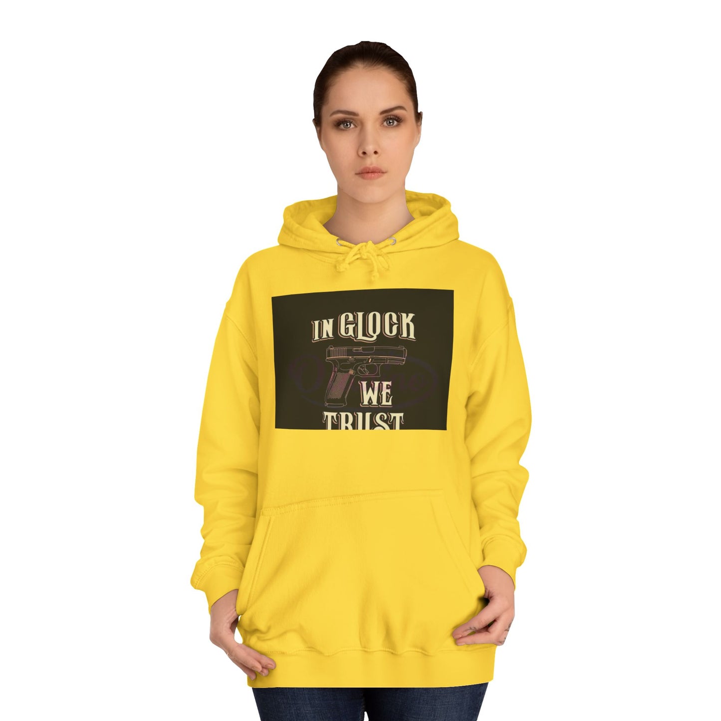 Gun Enthusiast Hoodie - In Glock We Trust | Unisex Sweatshirt for College Students, Gun Lovers, Casual Wear, Gift Idea