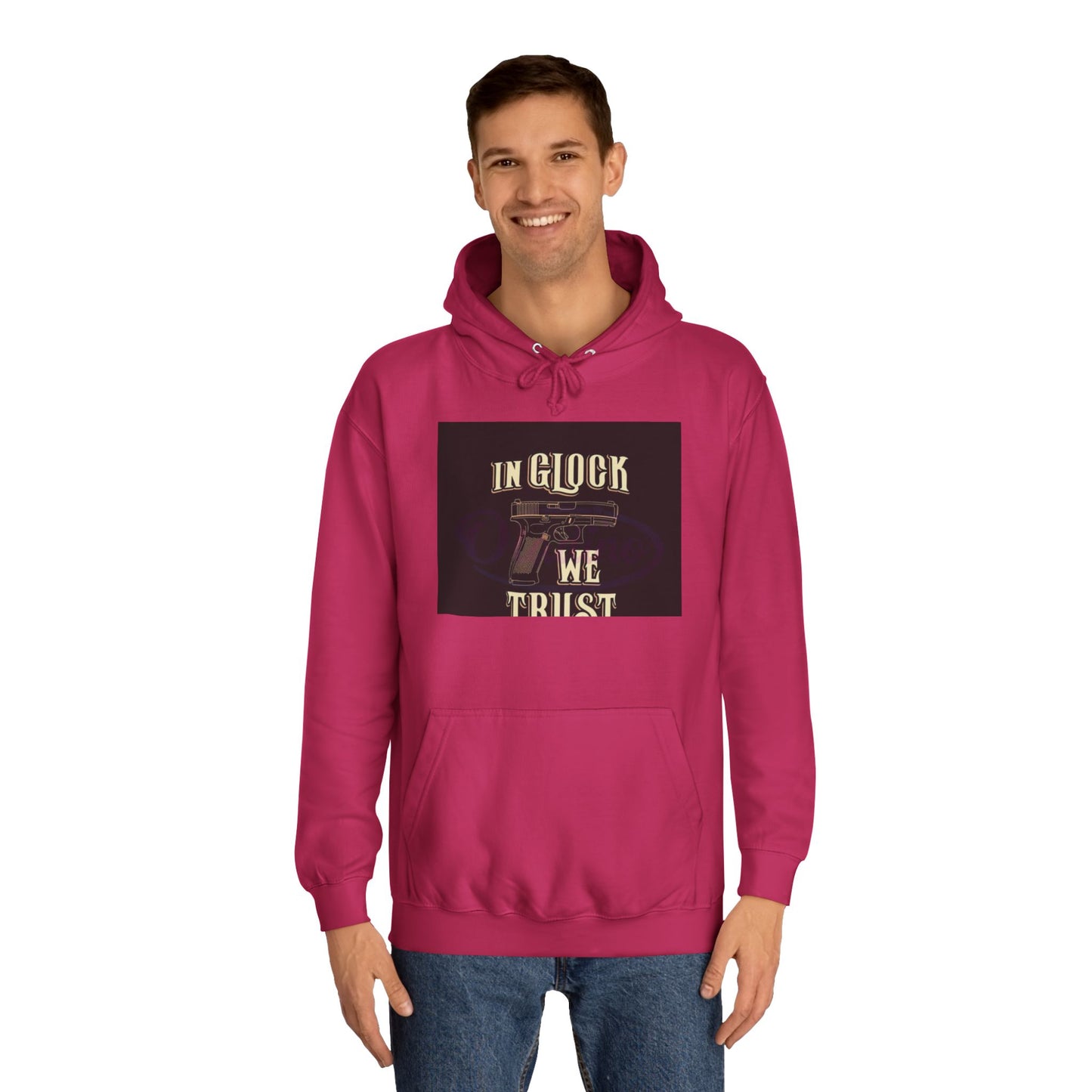 Gun Enthusiast Hoodie - In Glock We Trust | Unisex Sweatshirt for College Students, Gun Lovers, Casual Wear, Gift Idea