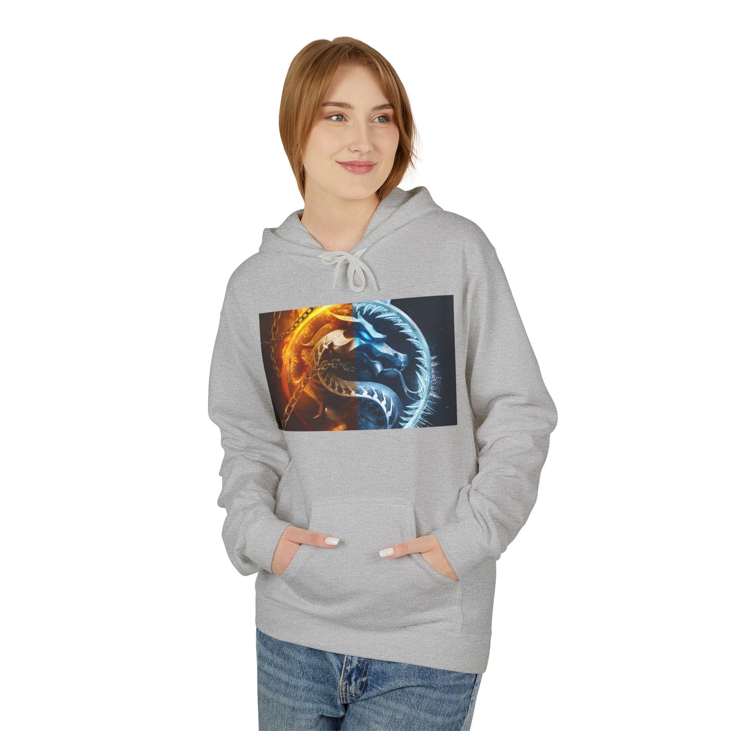 Fire and Ice Hoodie, Unisex Graphic Pullover, Cozy Hoodie Gift, Nature Lover Apparel, Casual Style, Unique Hoodie Design