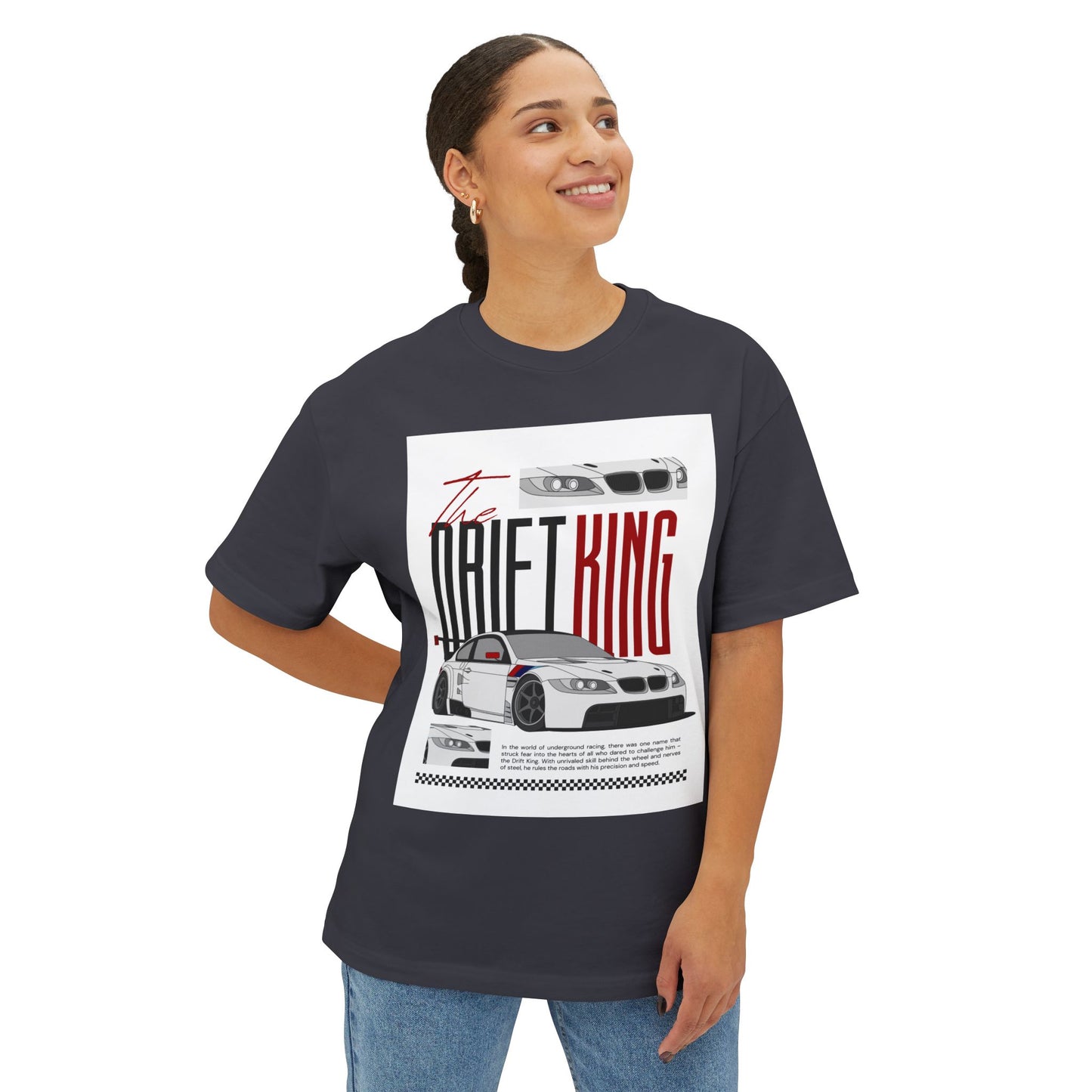 Drift King Graphic Oversized Tee, Casual Streetwear, Car Enthusiast Gift, Summer Outfit