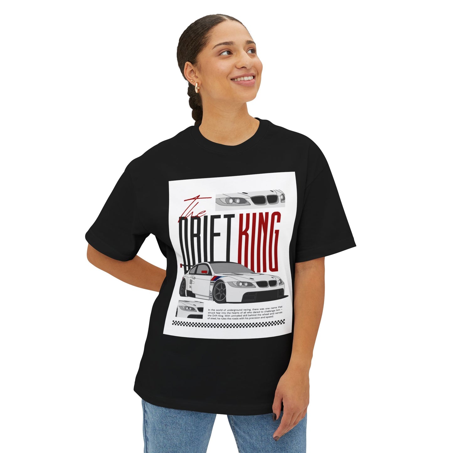 Drift King Graphic Oversized Tee, Casual Streetwear, Car Enthusiast Gift, Summer Outfit
