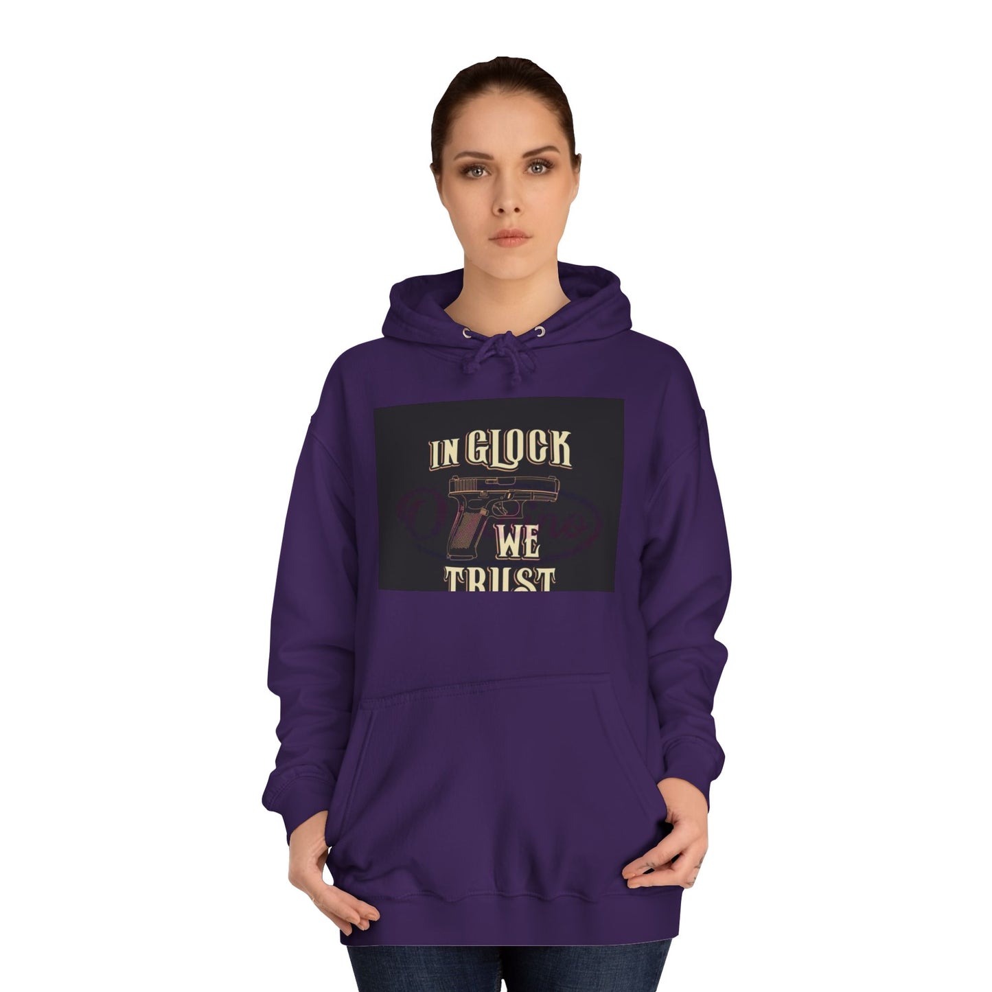 Gun Enthusiast Hoodie - In Glock We Trust | Unisex Sweatshirt for College Students, Gun Lovers, Casual Wear, Gift Idea