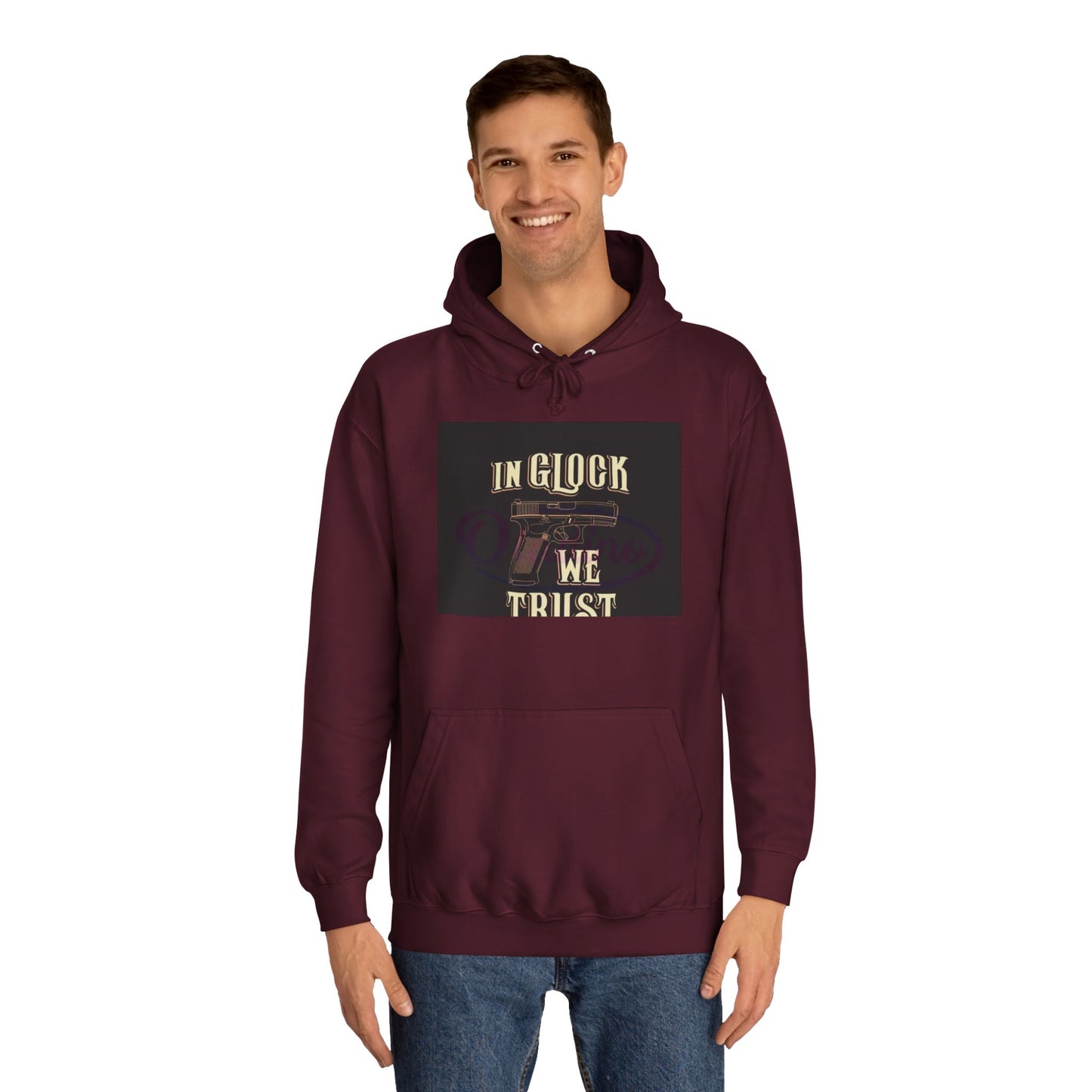 Gun Enthusiast Hoodie - In Glock We Trust | Unisex Sweatshirt for College Students, Gun Lovers, Casual Wear, Gift Idea