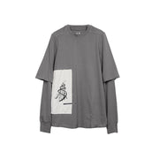 Dark Patch Slogan Two-piece Set Double-layer Hoodie