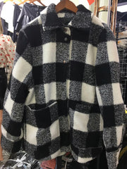 Black and white checkered shirt coat