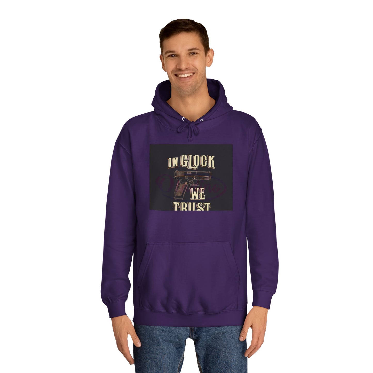 Gun Enthusiast Hoodie - In Glock We Trust | Unisex Sweatshirt for College Students, Gun Lovers, Casual Wear, Gift Idea