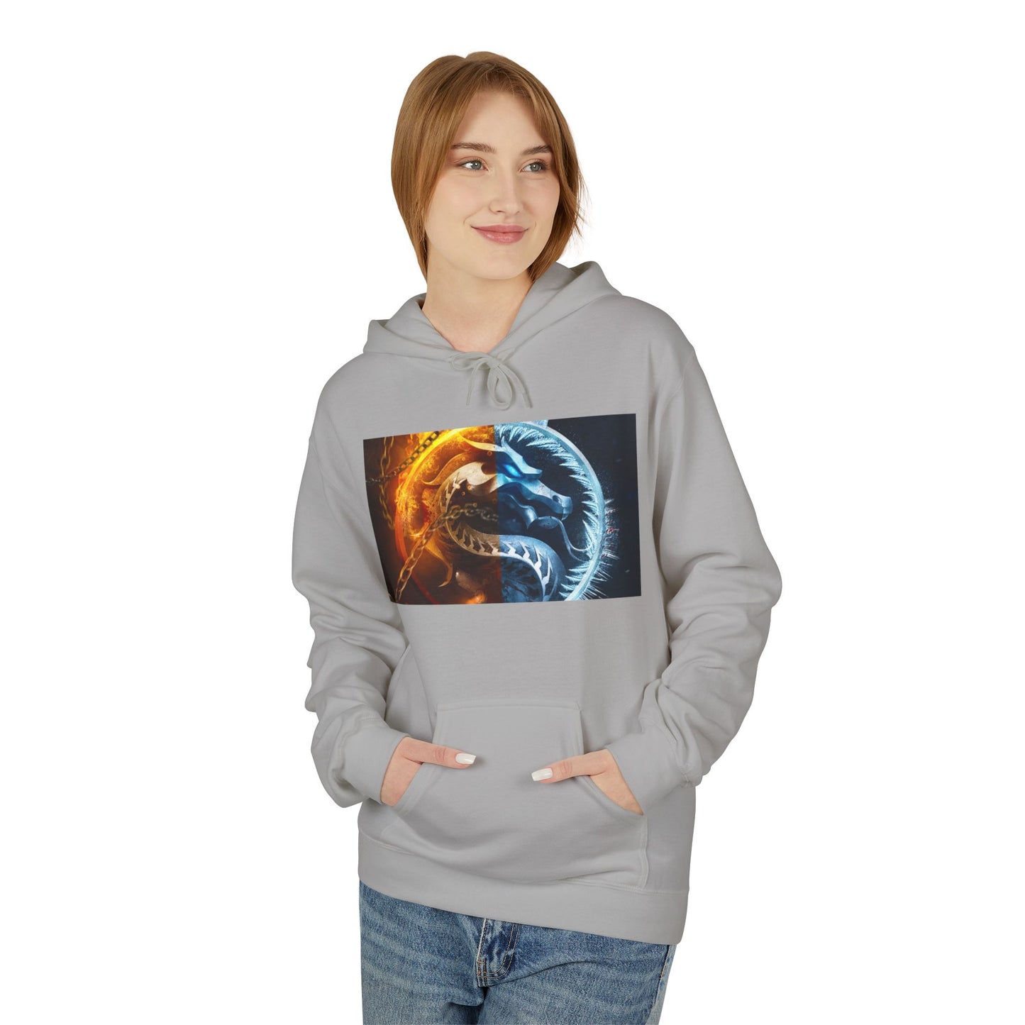 Fire and Ice Hoodie, Unisex Graphic Pullover, Cozy Hoodie Gift, Nature Lover Apparel, Casual Style, Unique Hoodie Design