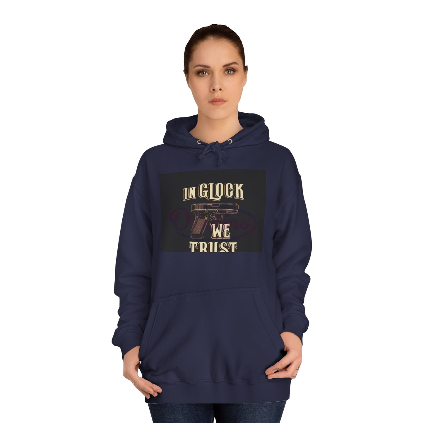 Gun Enthusiast Hoodie - In Glock We Trust | Unisex Sweatshirt for College Students, Gun Lovers, Casual Wear, Gift Idea