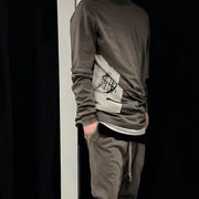 Dark Patch Slogan Two-piece Set Double-layer Hoodie