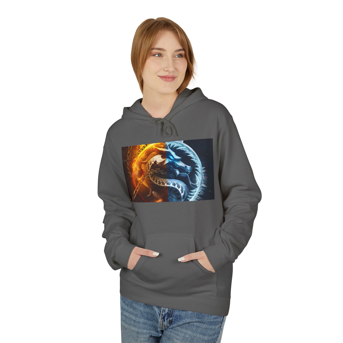 Fire and Ice Hoodie, Unisex Graphic Pullover, Cozy Hoodie Gift, Nature Lover Apparel, Casual Style, Unique Hoodie Design