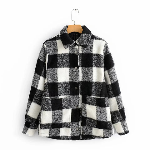 Black and white checkered shirt coat