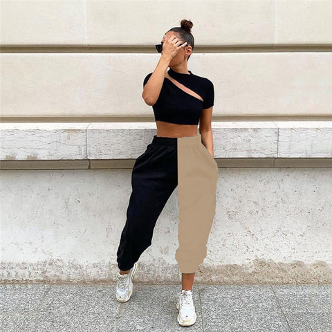 Women's Black And White Sweatpants