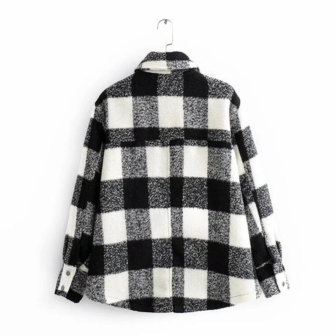 Black and white checkered shirt coat