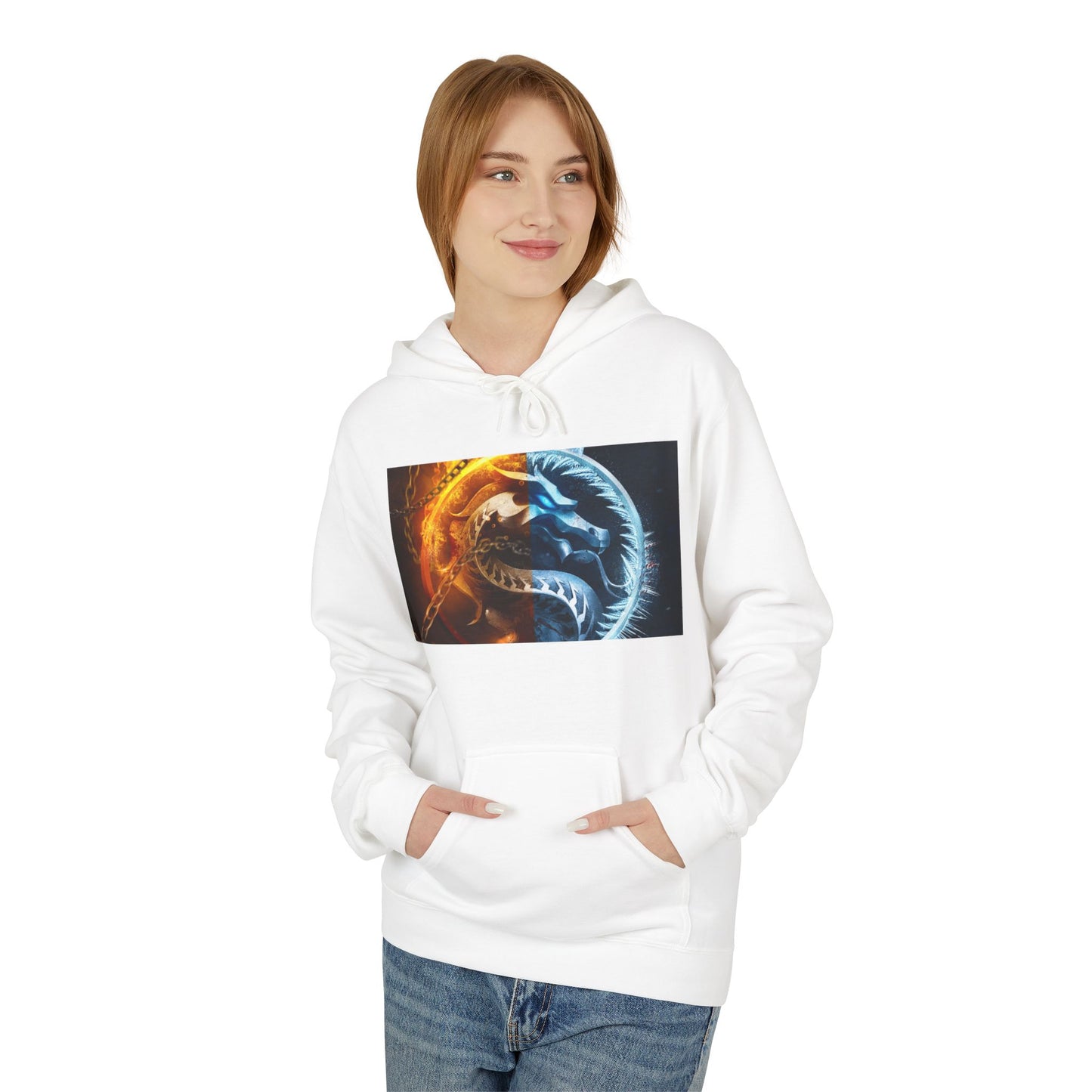 Fire and Ice Hoodie, Unisex Graphic Pullover, Cozy Hoodie Gift, Nature Lover Apparel, Casual Style, Unique Hoodie Design