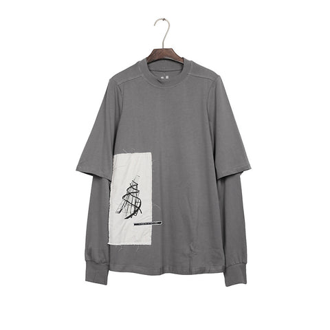 Dark Patch Slogan Two-piece Set Double-layer Hoodie