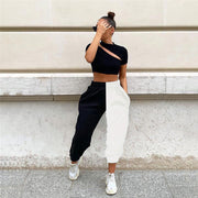 Women's Black And White Sweatpants