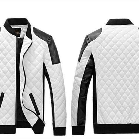 Black And White Leather Coat