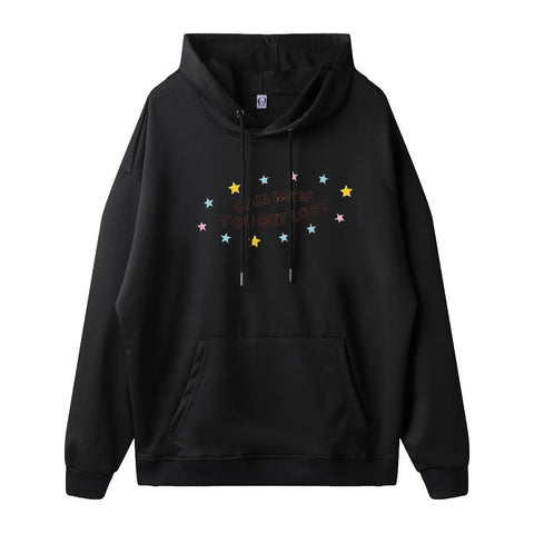 Men's Hot Stamping Printed Double-layer Hat Pocket Hoodie