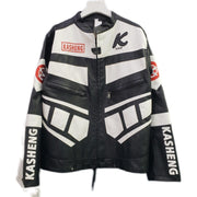 Black And White Motorcycle Baseball Jacket