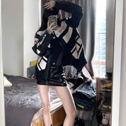 Black And White Motorcycle Baseball Jacket